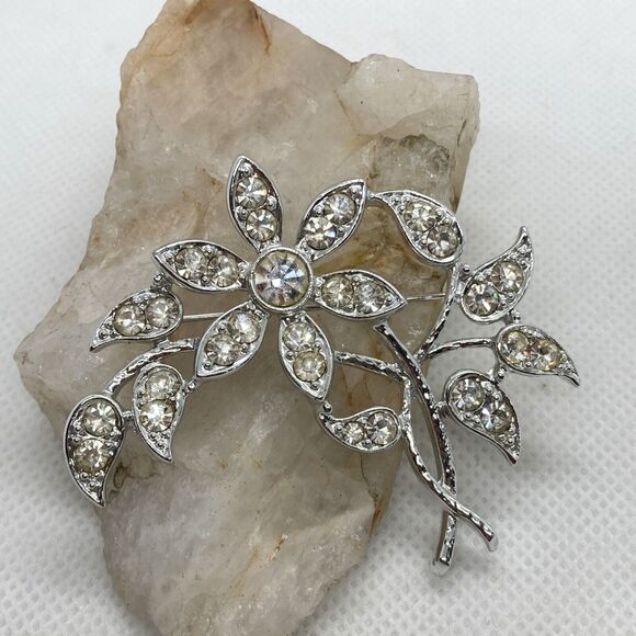 Vintage Lot of 3 Signed Monet Krementz Emmons Silver Tone Pin‎ Brooch Rhinestone - Picture 3 of 16